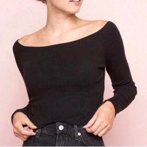 Brandy Melville off the shoulder black long sleeve top!